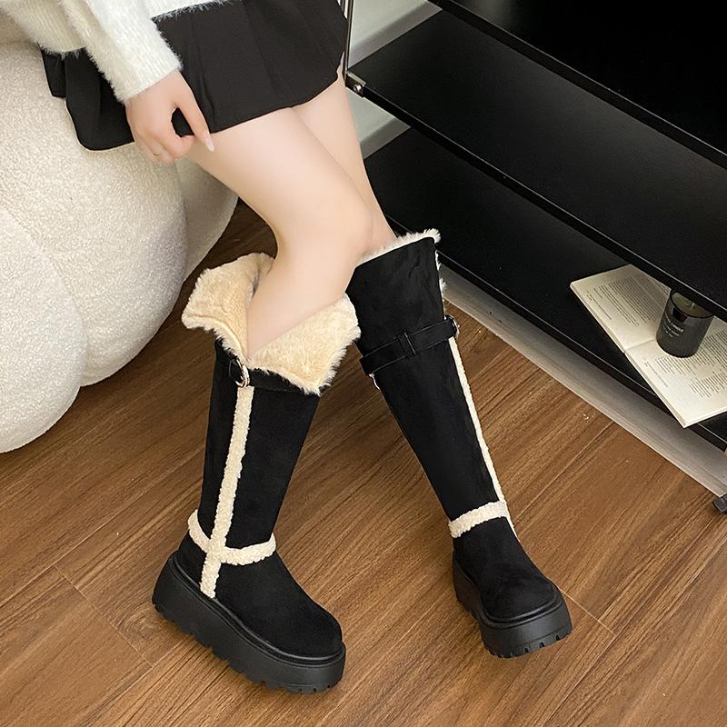 Versatile but knee snow boots 2025 winter new velvet women's boots two wear thick-soled warm high boots