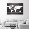 Canvas Print, Map of the World On Grey Wood