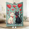 Machine Washable Cat Blanket Heart Design Soft Flannel All Season Use for Home Office Cozy Comfort