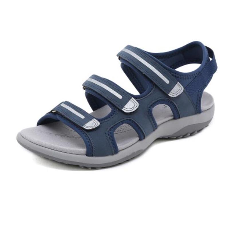 Sandali con zeppa da donna in vera pelle Sandali piatti comodi casual da donna Sandali da spiaggia a punta aperta Calzature da donna Sandalias Treking