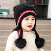 Parent-child children's hats winter cute girls' princess hats autumn and winter fleece warm knitted ear hats wool hats