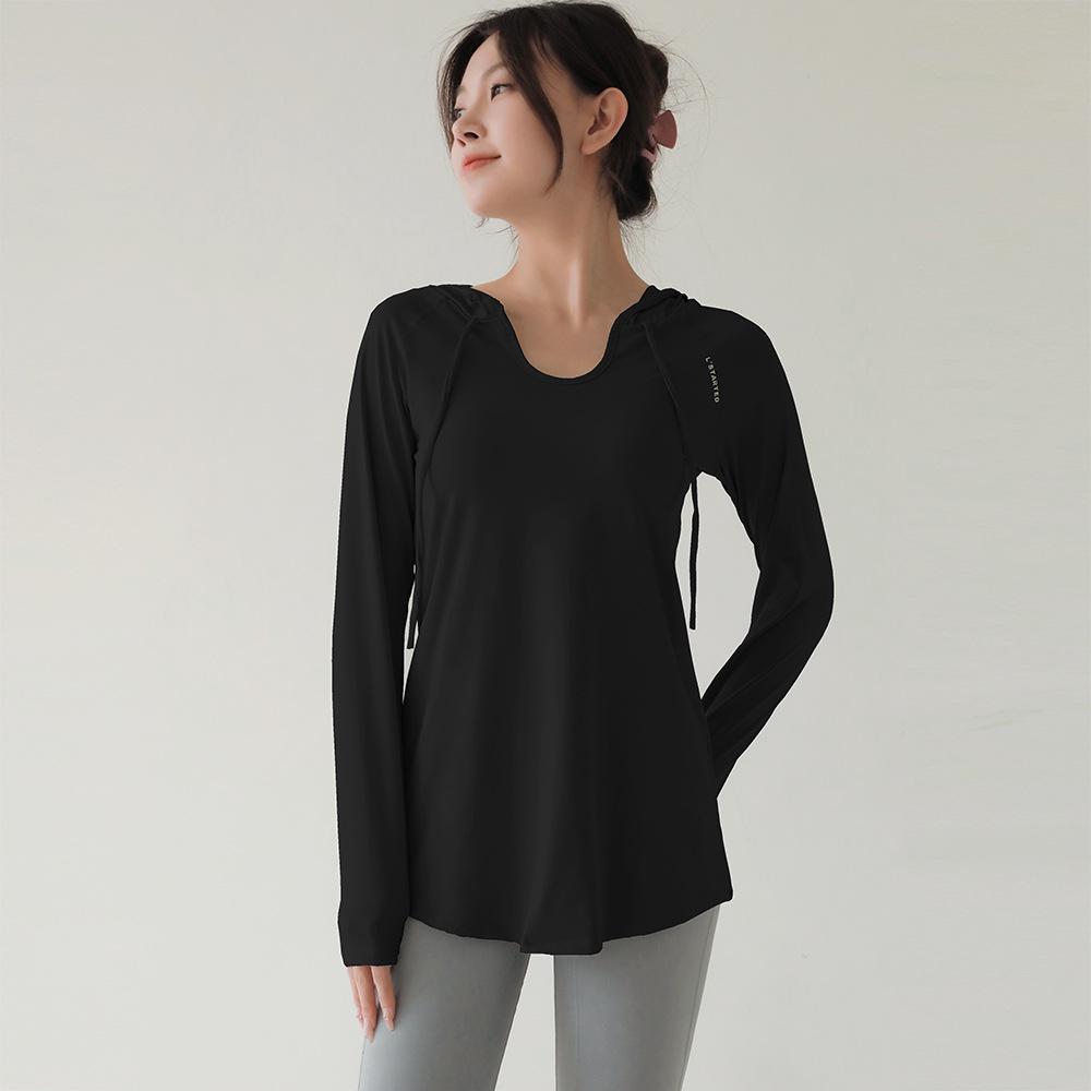 

Жіночий біговий топ преміум-класу для схуднення з капюшоном та довгим рукавом Medium чорний