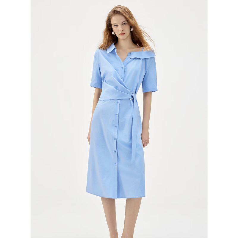 

ELLE Elegant Off-Shoulder Design Shirt Dress M