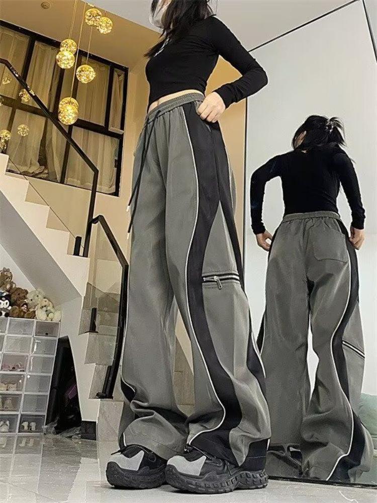 Harajuku Kpop Loose Cargo Pants Women Dance Oversized Korean Y2k Streetwear Patchwork Trousers Jogging Sweatpants Hippie