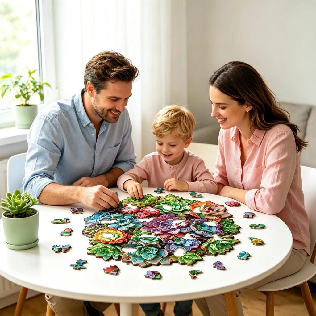 HOOLOOG Wooden Mosaic Succulent Puzzle Gift & Decorative Money Box