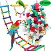 Birds Swing Toys, Parrots Chewing Hanging Perches with Bells Toys for Love Birds Budgie Macaws Cockatiels Parakeets African Grey