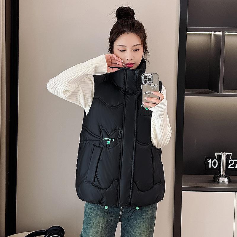 Lambskin Vest New Down Cotton Vest Loose Stand-up Collar Vest Autumn and Winter Versatile Vest Jacket