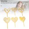6Pcs Cake Topper Decorations Gold Heart Shaped for Cupcake Birthday Party Celebration Wedding Anniversary