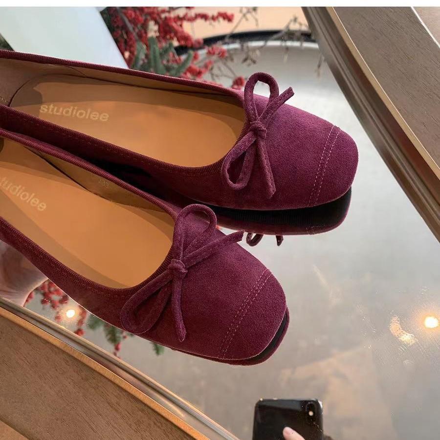 

Spot sheepskin version~ Grape mother same classic temperament round head commuting shallow mouth bow ballet style single shoes women 40