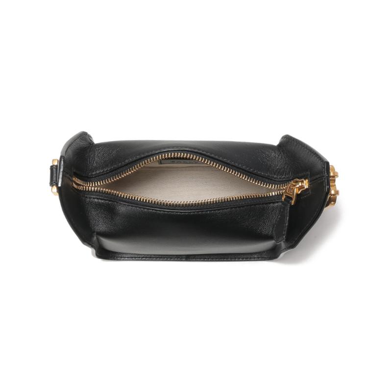 Bally Solid Color Zipper Closure Leather Pillow Bag Crossbody Shoulder Bag Women Bags Black 6303098