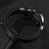 Punk Men 'S Jewelry Stainless Steel Bracelet Black Personality Leather Woven Anchor Male Wristband Rope Chain For Men Gift