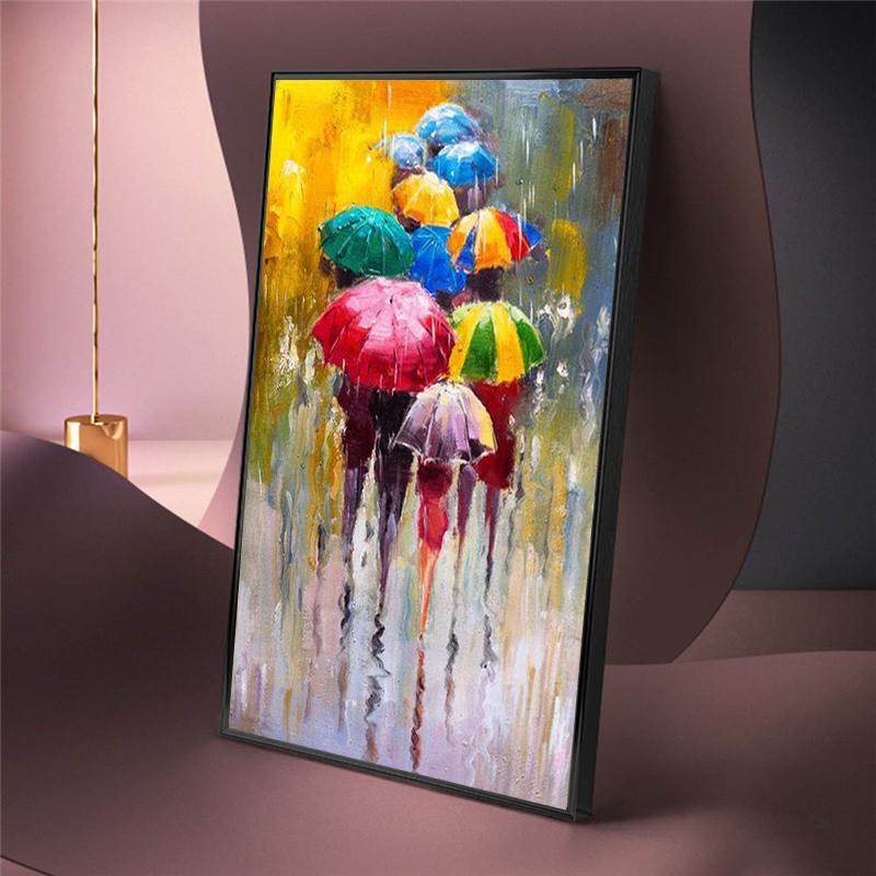 Abstract Portrait Oil Paintings Print On Canvas Art Prints Girl Holding An Umbrella Wall Art Pictures Home Wall Decoration