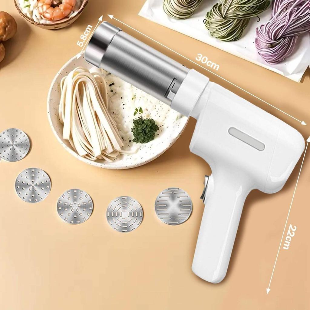 Electric Handheld Noodle Maker Portable Noodle Press Rolling Small Machine Home Appliances Cordless Pasta Maker 5 Pasta Shapes