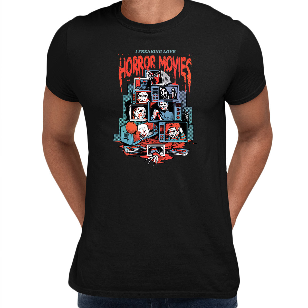 

Love Horror Movies T-shirt Sarcastic Funny Tops XXXL чорний