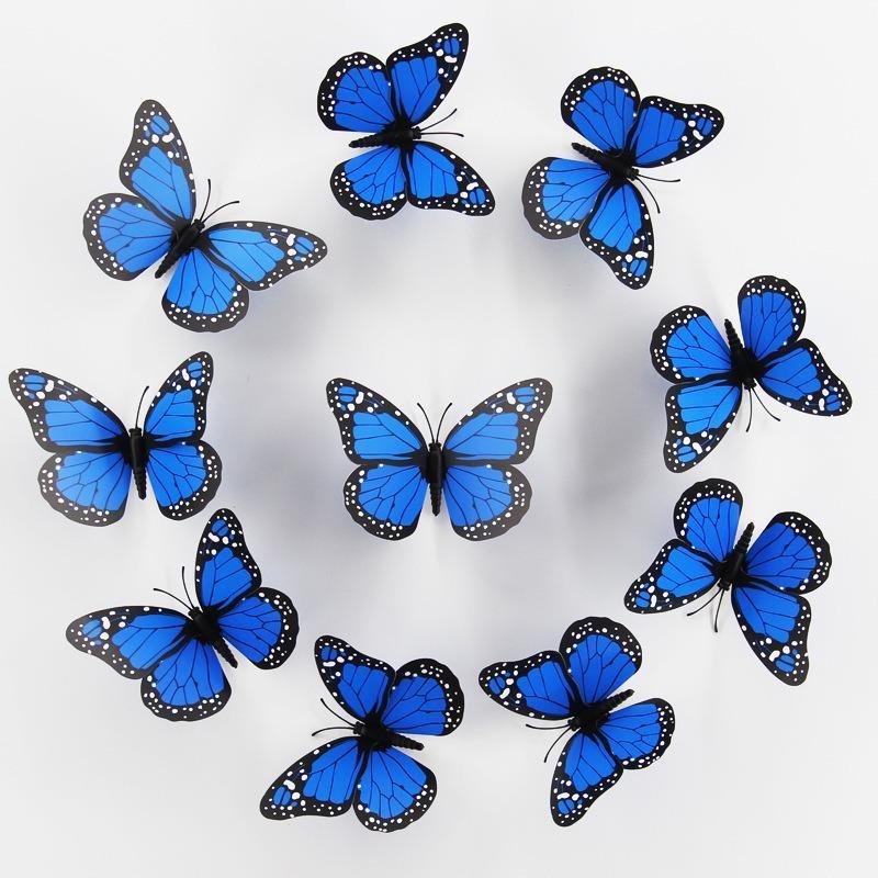 10 Stück 3D Monarchfalter Aufkleber Falsche Schmetterlinge für Bastelarbeiten Künstliche Schmetterlings-Wanddeko für Zuhause Schlafzimmer Hochzeitsfeier