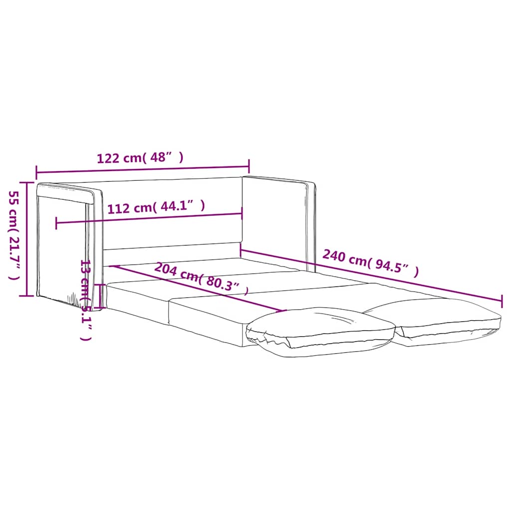 Floor Sofa with Sleeping Function Light Grey 122x204x55 Cm Velvet