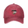 Palestinská vlajka Srdce Unisex Dámská Baseballová Čepice Opotřebované Džínové Čepice Klobouk Outdoorové Tréninky Nestrukturovaná Měkká Snapback