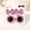 1Set Children Headwear Glasses Solid Soft Bowknot Head Bands Girls Lace Barrette Retro Headbands Sunglasses Kids Hair Band Sets