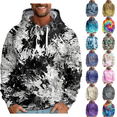 Erkek Bol Baskılı Kapşonlu Kazak Erkek Günlük Moda Spor Kazak