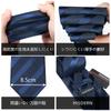 [HISDERN] Business Navy Tie 3-Piece Set - Stylish, Perfect for Weddings, Blue Tie, Pocket Square, Men's Formal Wear, Washable, Brand Name, Gift T3-02