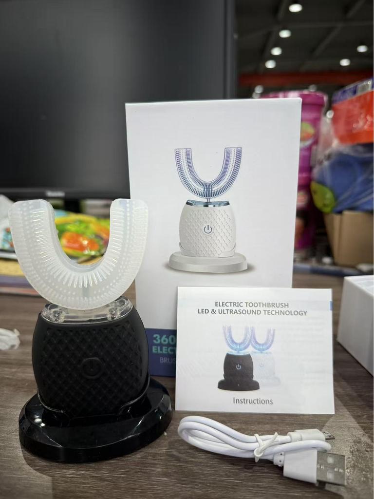 U-Shaped Waterproof Silicone Electric Toothbrush with Mouthguard for Couples, Ultrasonic Induction Charging
