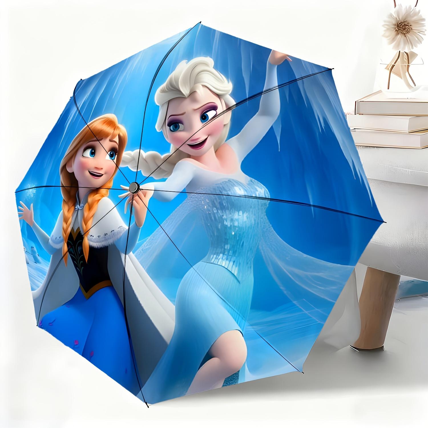 

1pc Disney Frozen Princess Automatic Umbrella, All-weather Dual-purpose Umbrella Suitable for All Occasions, Portable Folding (as the picture,Iron&8K)