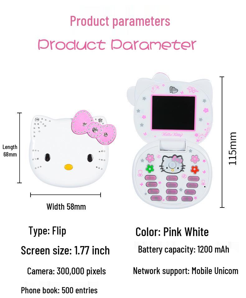 K688+ Flip Phone - Cute Cartoon Design, Mini Student Model, Dual SIM & Standby, Multilingual Functionality