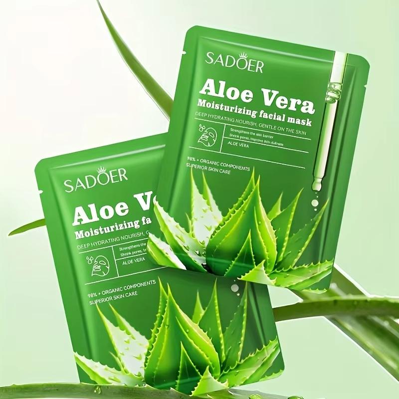 1/5/10pcs Unisex Adult Aloe Vera Facial Masks Moisturizing Face Sheets Glycerin Trehalose Alcohol-Free Fragrance-Free Types Skincare