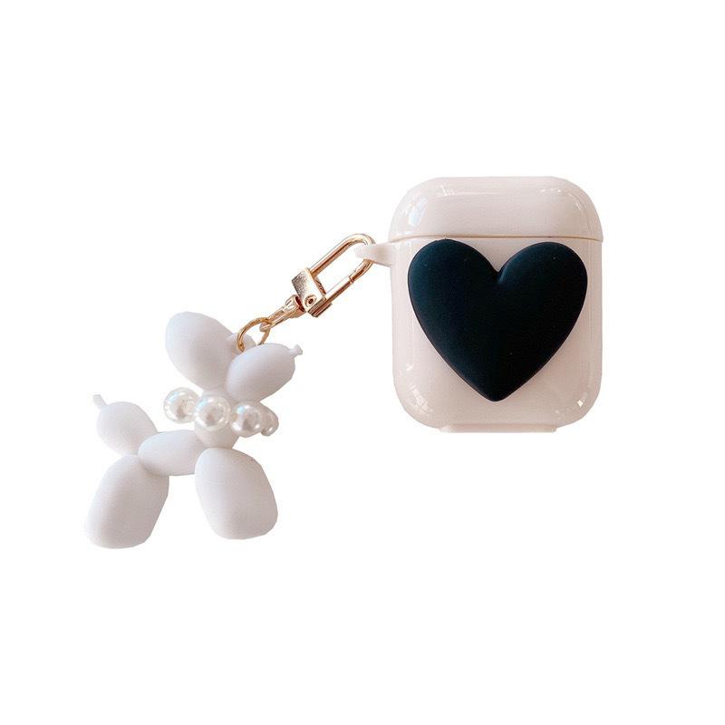 Solid Color Big Love Simple Bluetooth Headset Protective Case Airpods 1 Generation/2 Generation/3 Generation/Airpods Pro