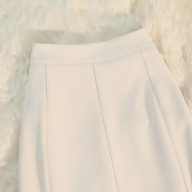 2025 Summer High Waist French Fishtail Midi Skirt for Women - Slim A-Line with Irregular Hem