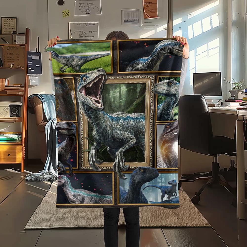 1Pc Dinosaur Print Flannel Blanket, High Quality Comfortable for All Seasons, Home Decor, Warmth and Comfort, Perfect for Christmas Gifts