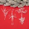 4 Clear Angel and Ballet Girl Cupid Pendants - Acrylic Christmas Tree Ornaments
