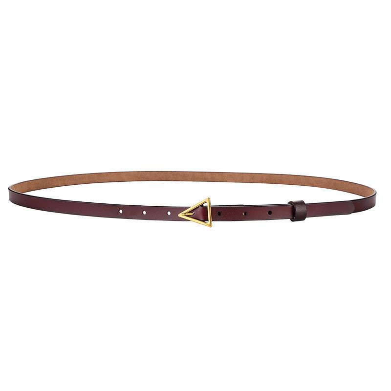 Leather Slim Belt With Alloy Buckle For Party And Daily Fashion