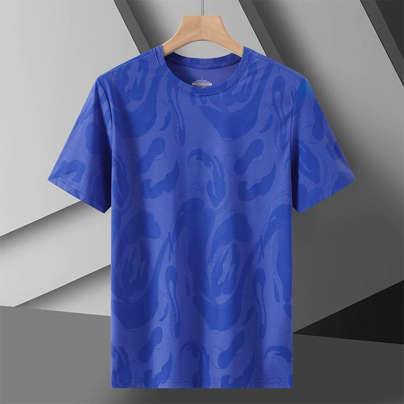 Ice Silk Cool Short Sleeved T-shirt Men's Fashion Printed Sports Casual Loose Fitness Quick Drying Breathable T-shirt