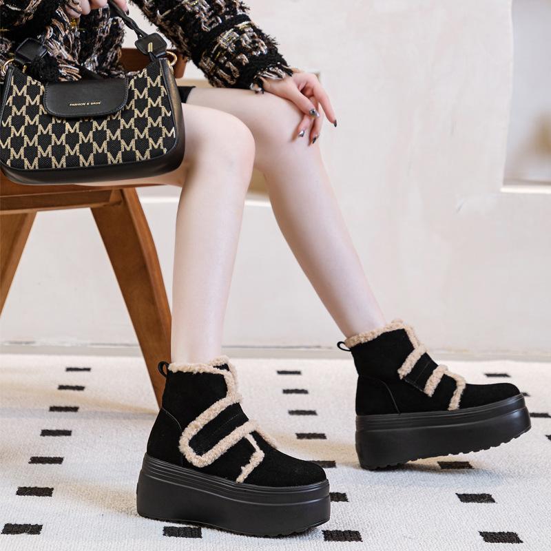 

Snow boots 2025 new short boots women s fashion cotton boots Velcro platform muffin shoes Korean warm winter new 33