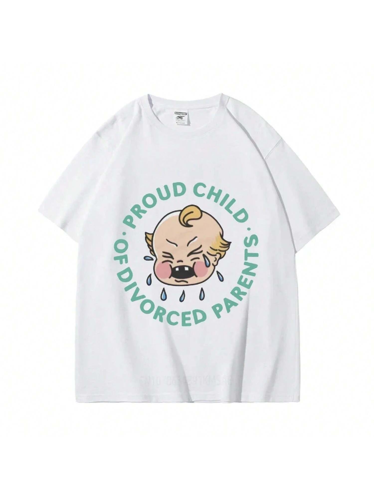 Proud Child Of Divorced Parents Funny Meme T Shirts Casual Fashion Short Sleeve T-Shirt Wounisex PureOversized Thirts S разноцветный