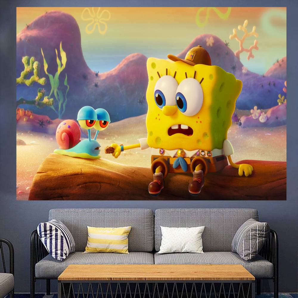Cartoon Sponge And Bobs S-SquarePant Party Decorations Backdrop Photography Background Photo Studio Props Banner