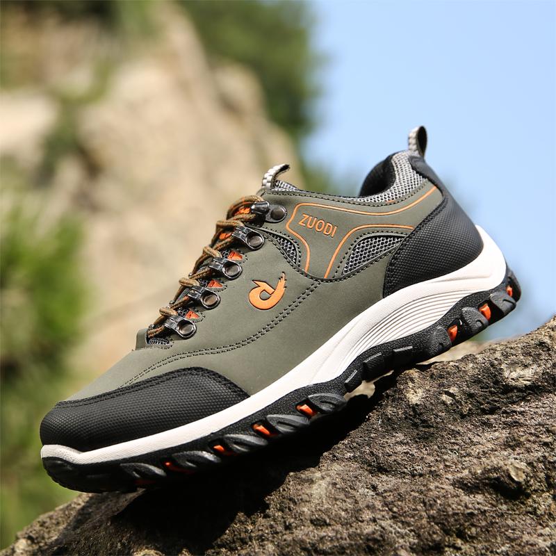 Casual Men's Shoes, Spring and Autumn Breathable Hiking Sports Shoes, Outdoor Ultra-light Leather Anti-slip Hiking Sports Shoes