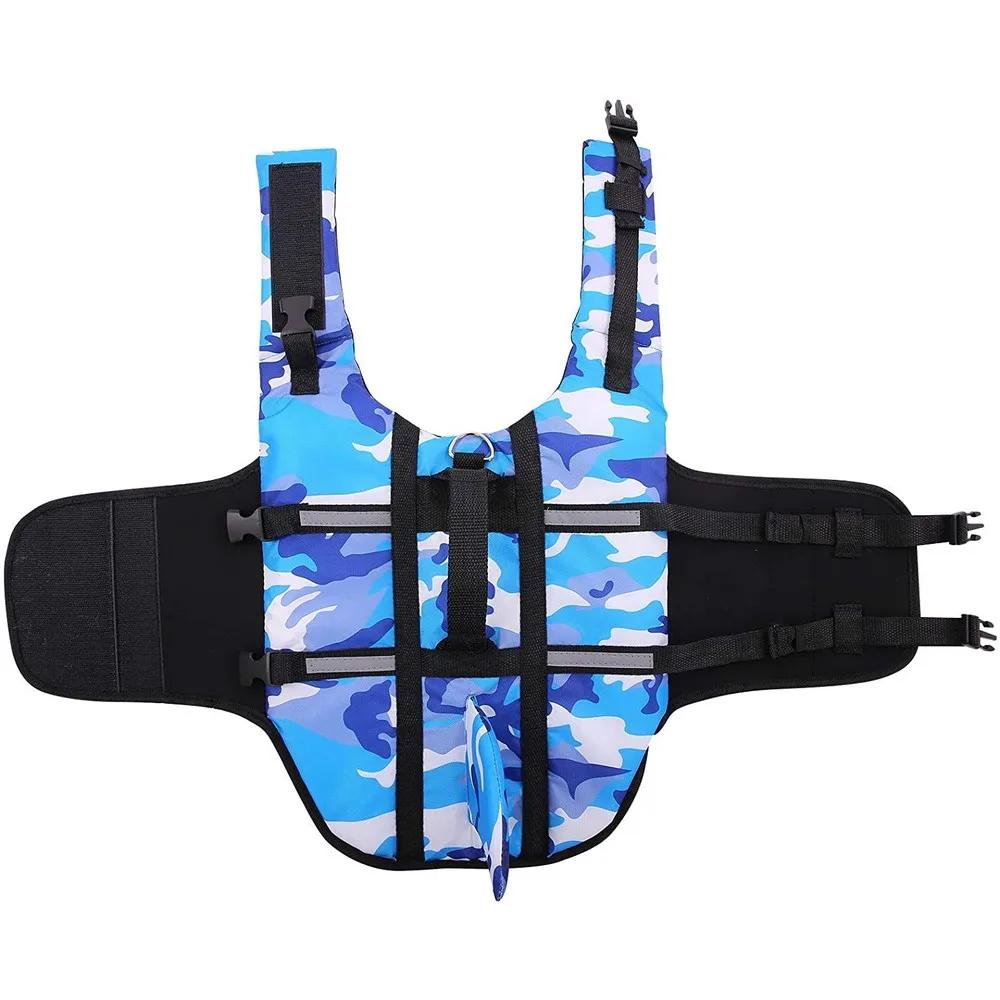 Camouflage Shark Dog Life Jacket Vest Summer Swimming Swimwear Pet Harness Collar Clothes for Dogs