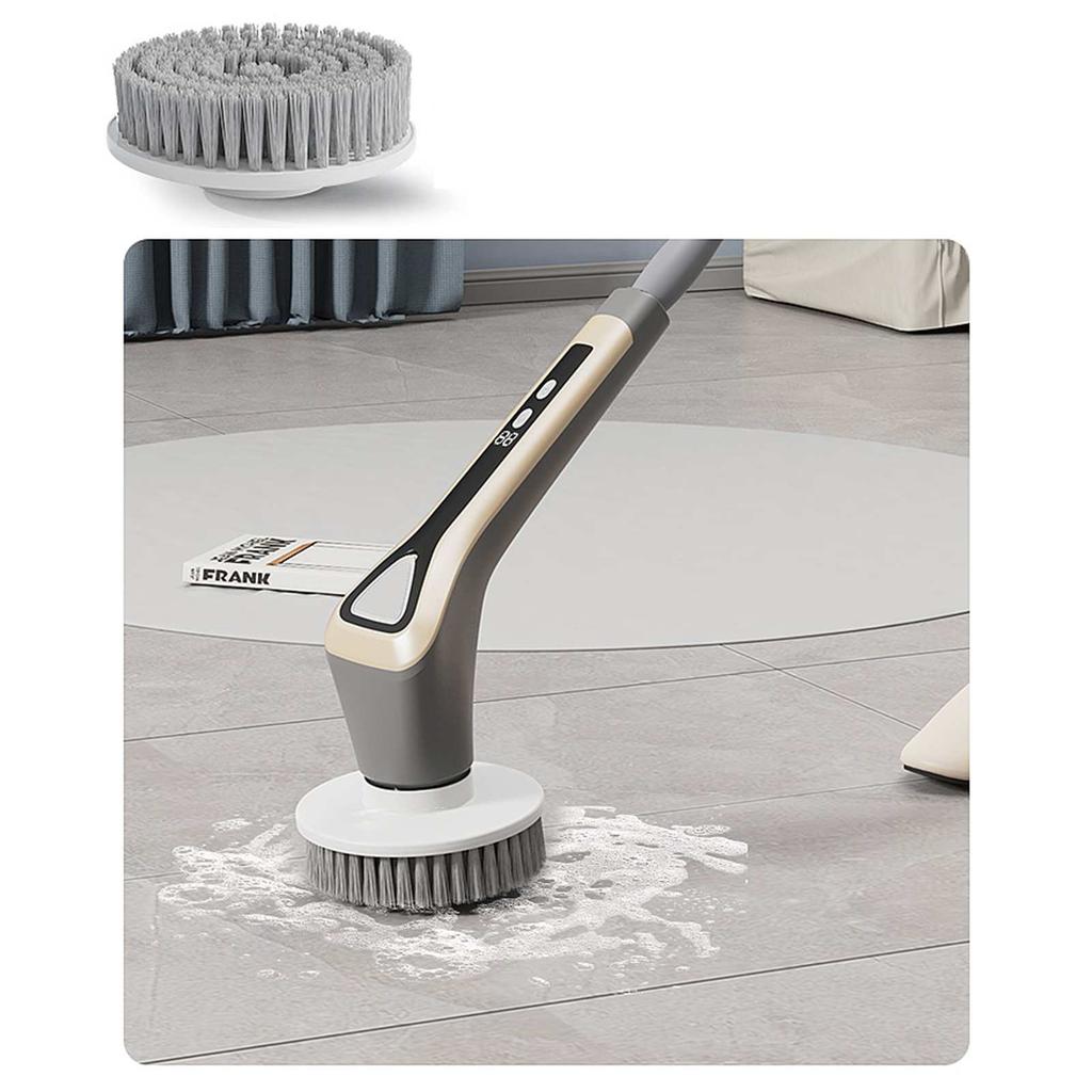 Wireless handheld multi-functional electric cleaning brush with long handle, retractable and waterproof, for cleaning kitchen dishes.