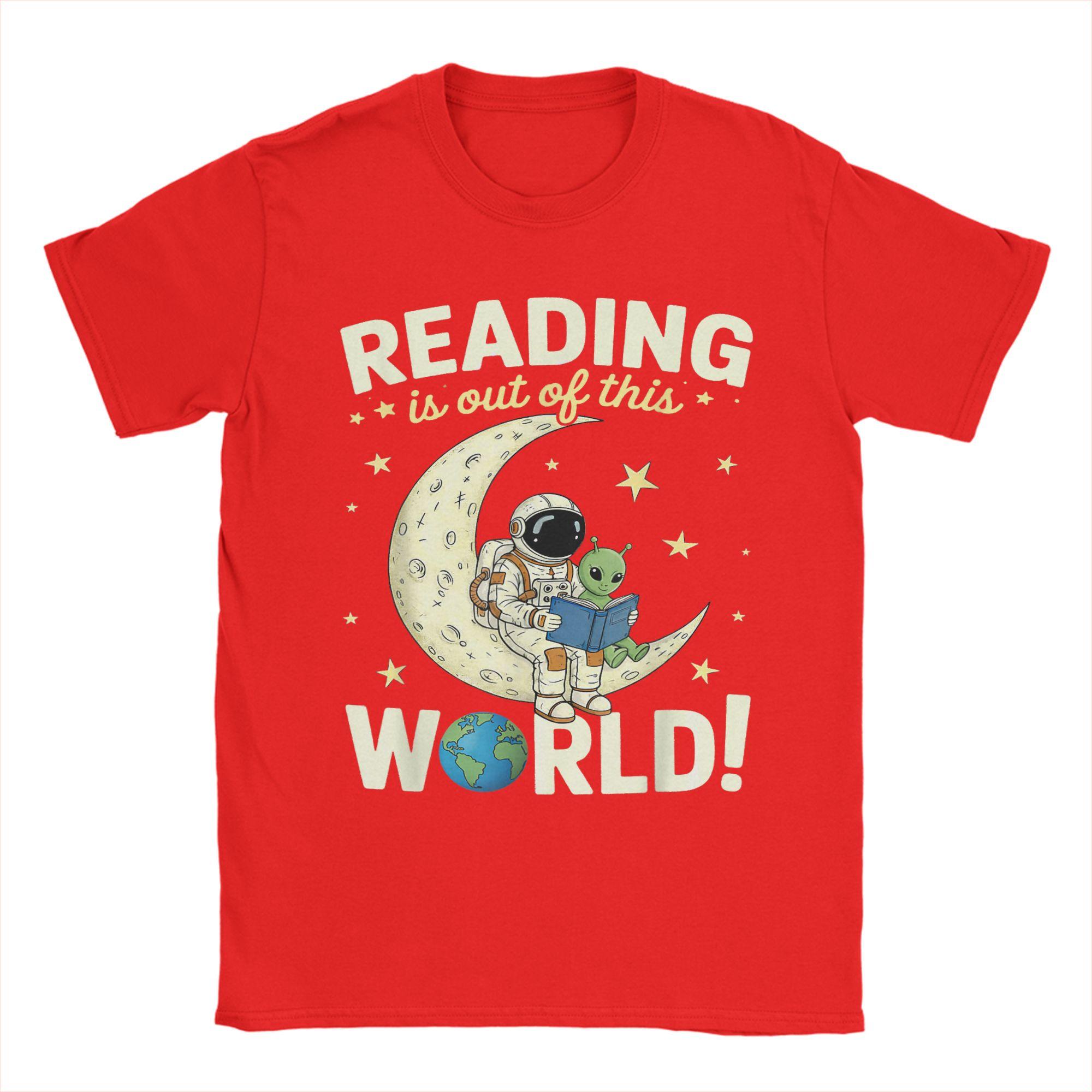 Oversized TShirt Summer Reading is Out of This World Space Funny Books Lover Fashion Tee Shirt for Unisex Short Sleeve Clothes S