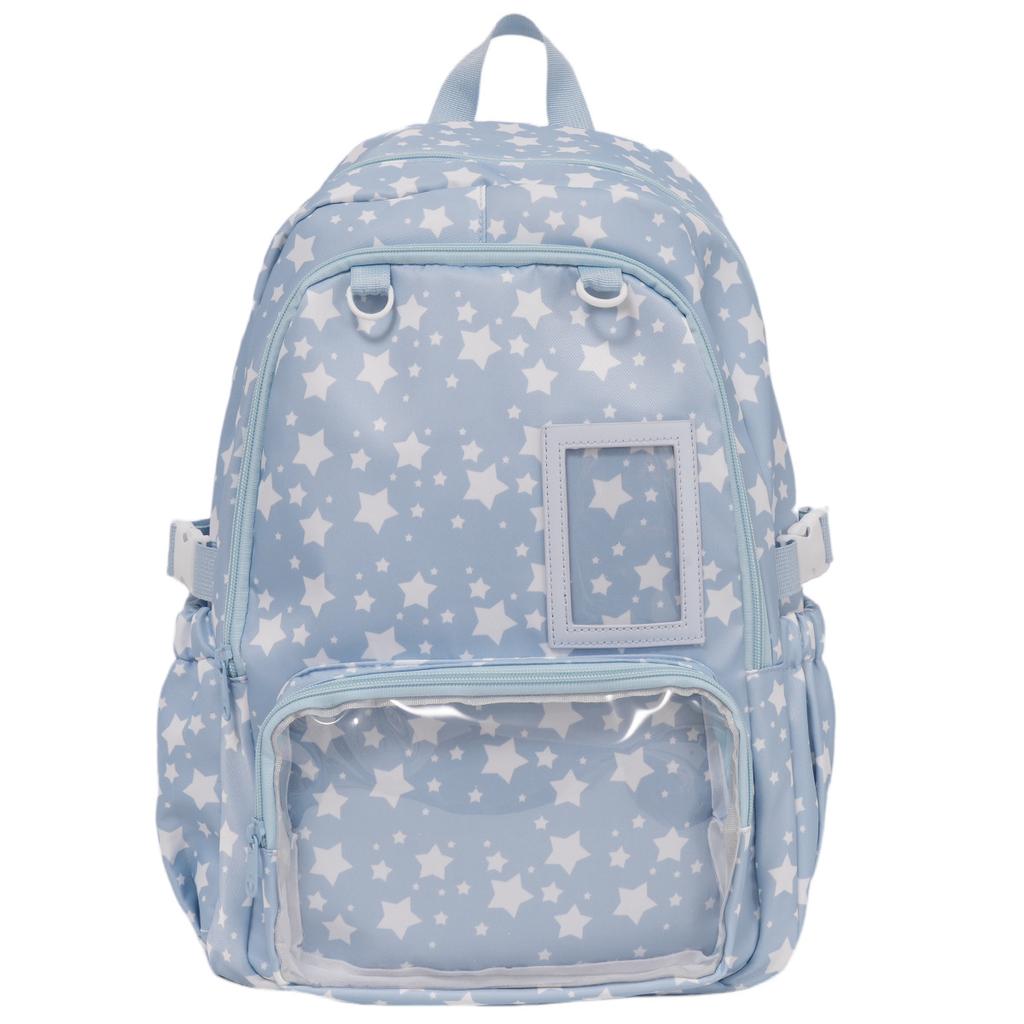 Schultasche transparent dekorativ Schmerzbeutel Rucksack Sternenaufdruck Schultasche zweidimensionales Abzeichen Display Mittel- und Oberstufenschüler Schultasche