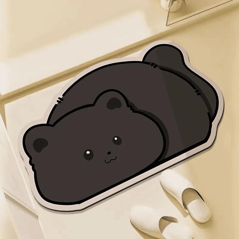 Diatom mud bathroom water-absorbing non-slip floor mat, bathroom door floor mat, household quick-drying cute cartoon carpet mat