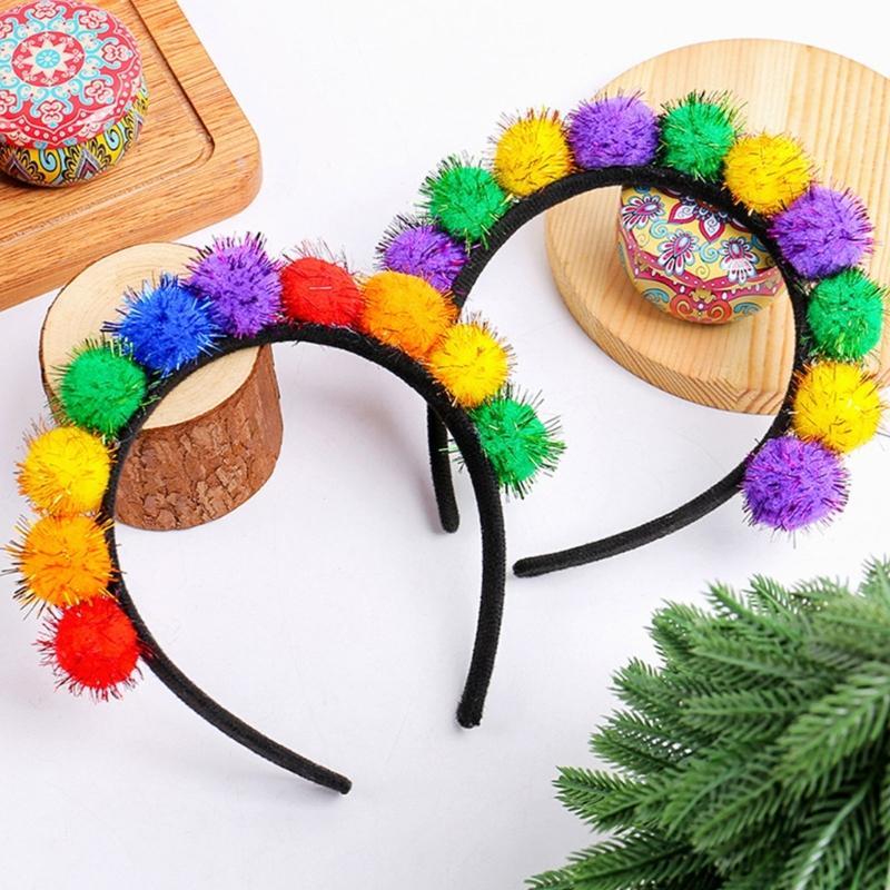 Colorful Mardi Gras Headband Features Green Yellow Colorful Charm Headwear for Prom and Party Comfortable