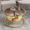 Nordic Toughened Glass Coffee Tables For Home Furniturey Living Room Round Tea Table Light Luxury Household Leisure Side Tables