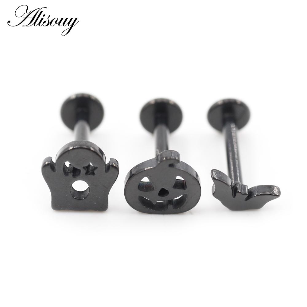 1PC Stainless Steel Halloween Pumpkin Bat Ghost Star Tragus Helix Labret Lip Rings Cartilage Ear Earring Piercing Body Jewelry