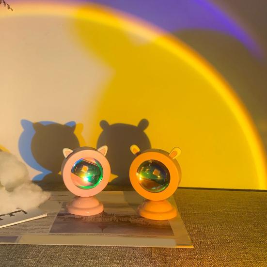 Sunset Projection Lamp RGB Mini Rabbit/Cat Romantic Atmosphere Ear Rainbow Lamp Projector
