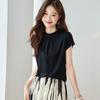T-shirt da Donna Srcr Elegante in Seta Pieghettata e Intrecciata