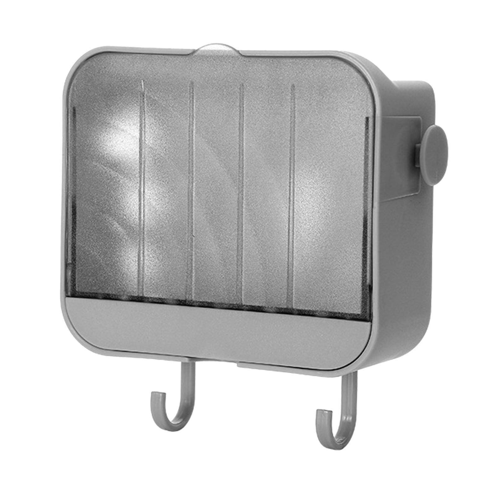 

Wall Mounted Soap Box Self Draining Dustproof Wall Soap Holder Tray with Lid Hooks for Bathroom серый