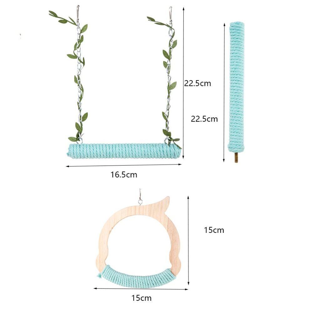 Wear-resistant Bird Swing With Cotton Rope Bird Cage Stand Stick Parrot Swing Toy  Cockatiels